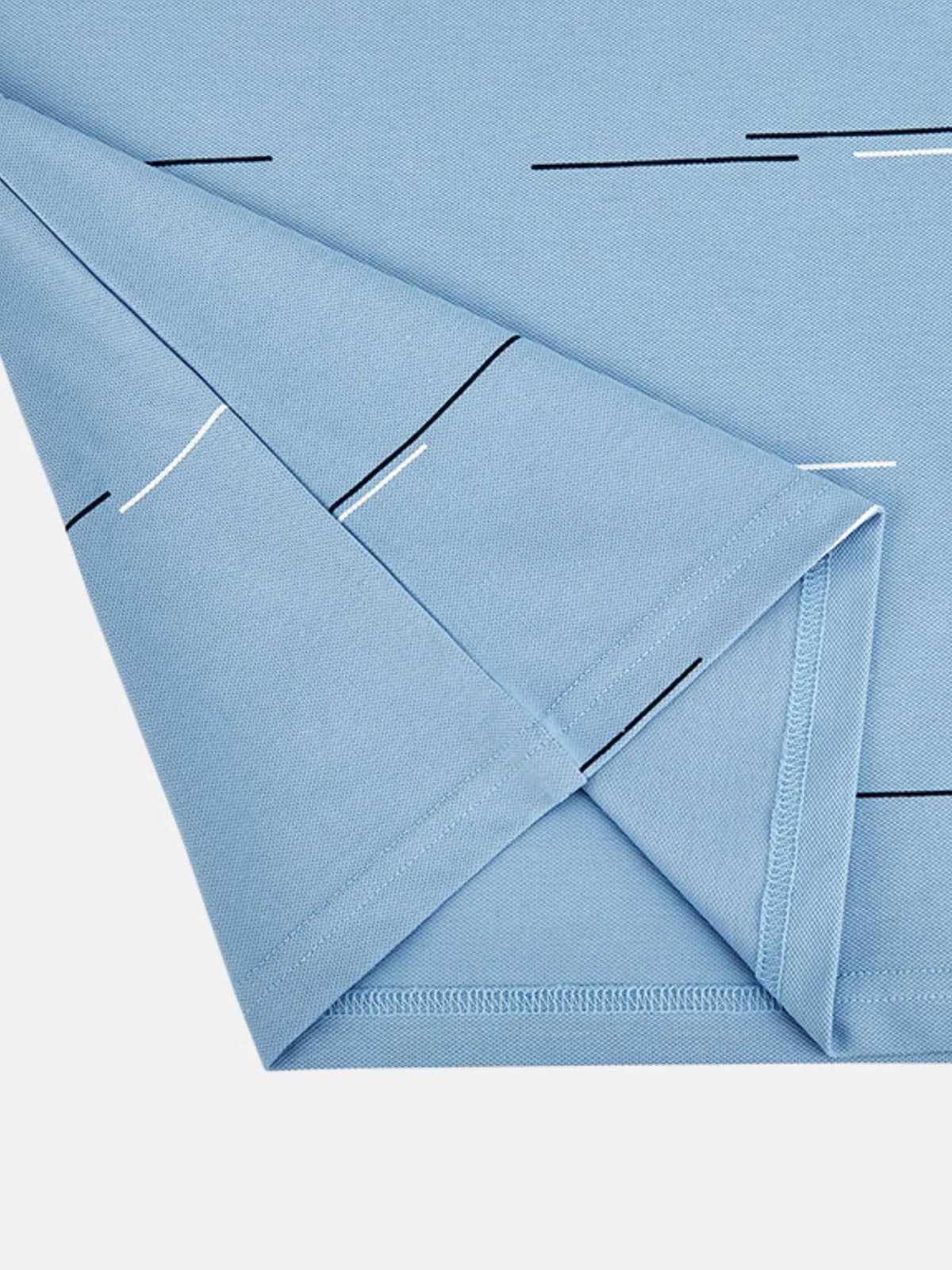 Men's Short Sleeve Collared Neck Striped Polo Shirt - Light Blue