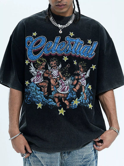Men's oversized Men's Graphic Round Neck Half Sleeve T-Shirt – men's bold Y2K streetwear graphic tee, product image 4