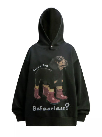 Men's Dog Graphic Long Sleeve Hoodie - DCDesigns mens casual hoodie product view