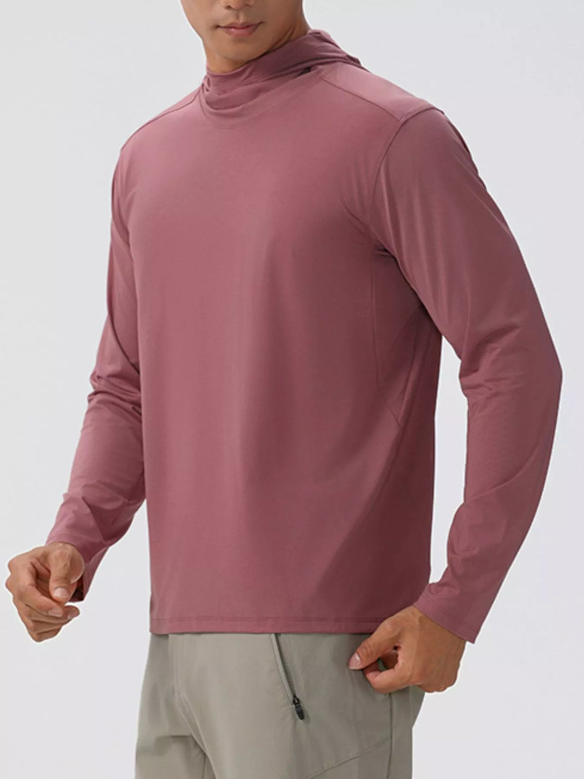 Men's Solid Color Long Sleeve Hoodie - DCDesigns mens casual hoodie product view