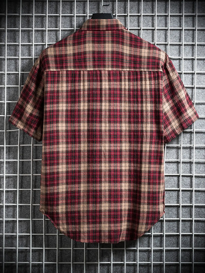 Men's Casual Plaid Short Sleeve Shirt | DCDesigns