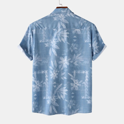 Men's Printed Button-Up Short Sleeve Shirt | DCDesigns
