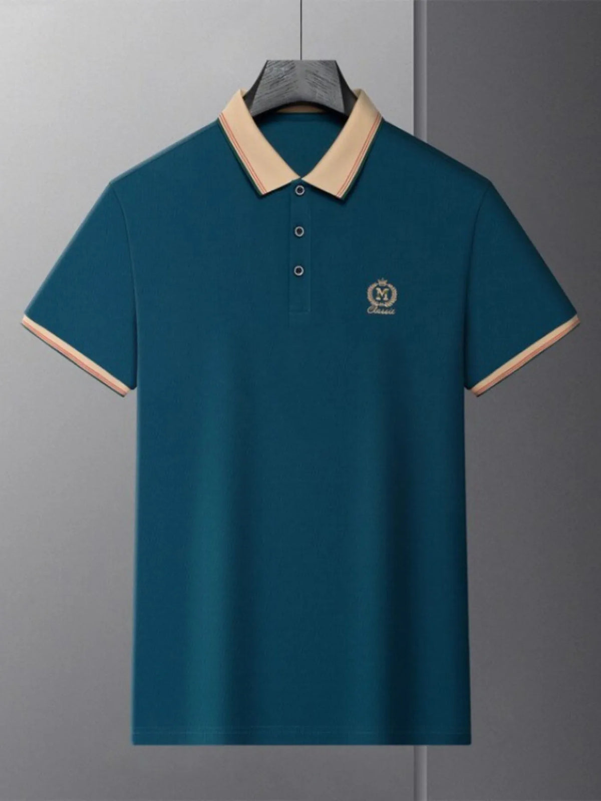 Men's Contrast Collar Classic Polo Shirt - Black