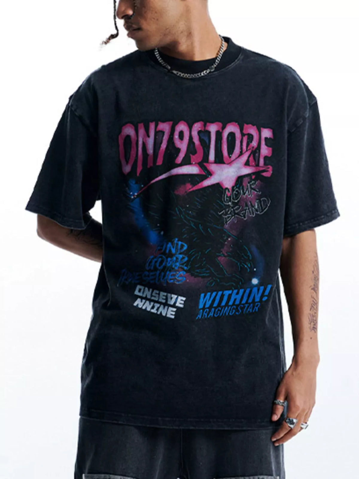 Men's Vintage Graphic Oversized T-Shirt – men's bold Y2K streetwear graphic tee, product image 1