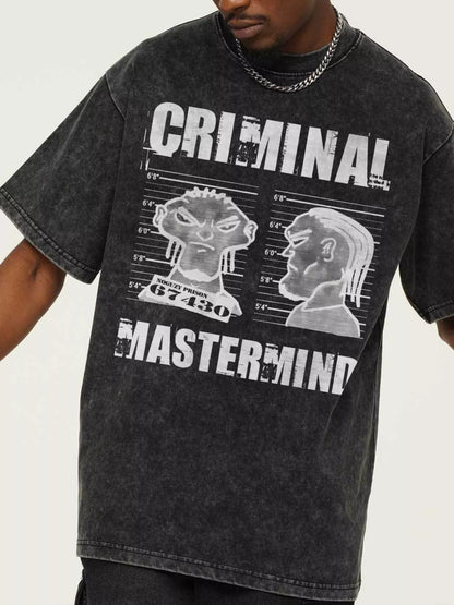 Men's Criminal Mastermind Graphic Oversized T-Shirt – men's bold Y2K streetwear graphic tee, product image 3