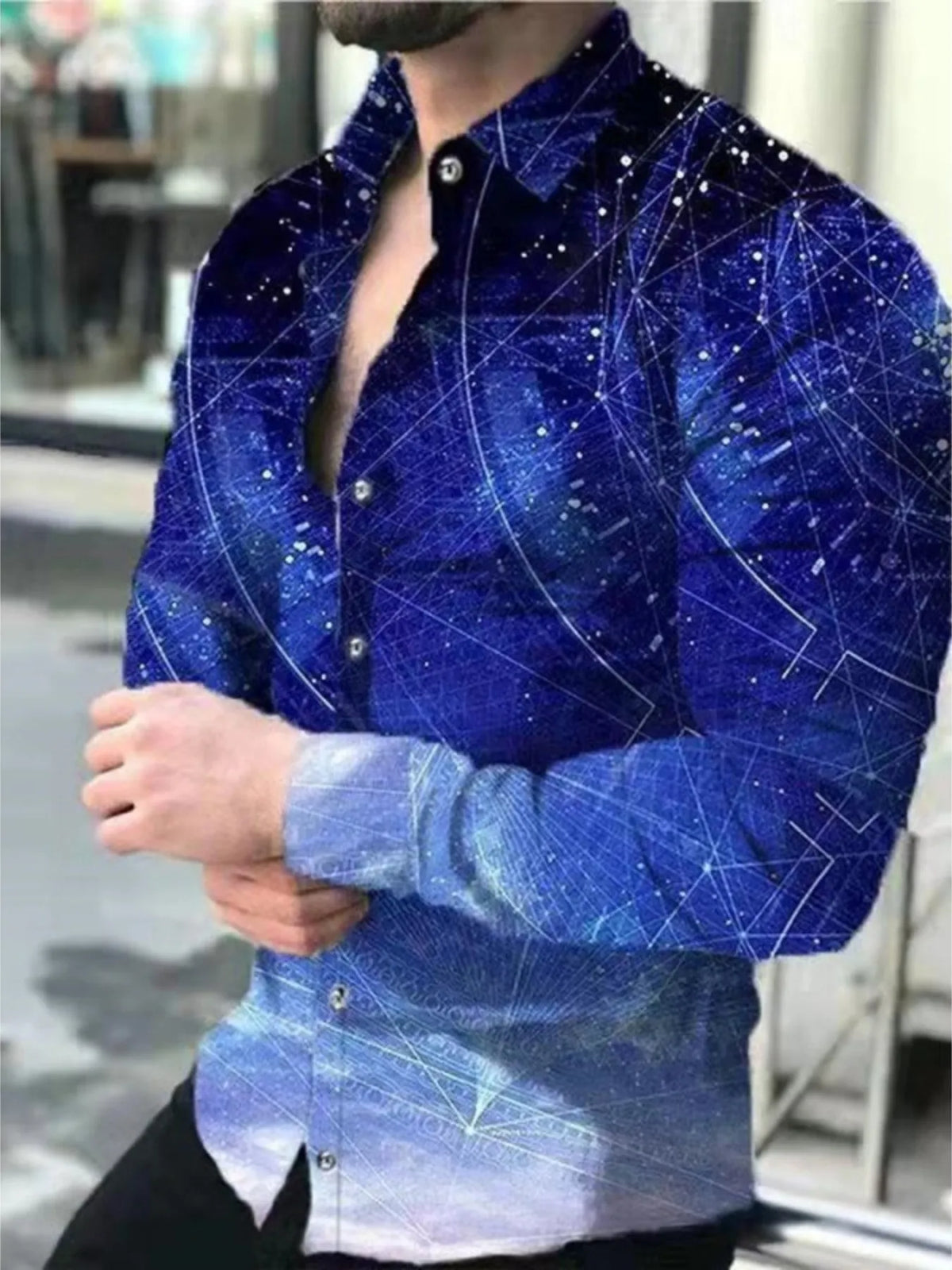 Men's Printed Button-Down Shirt | DCDesigns