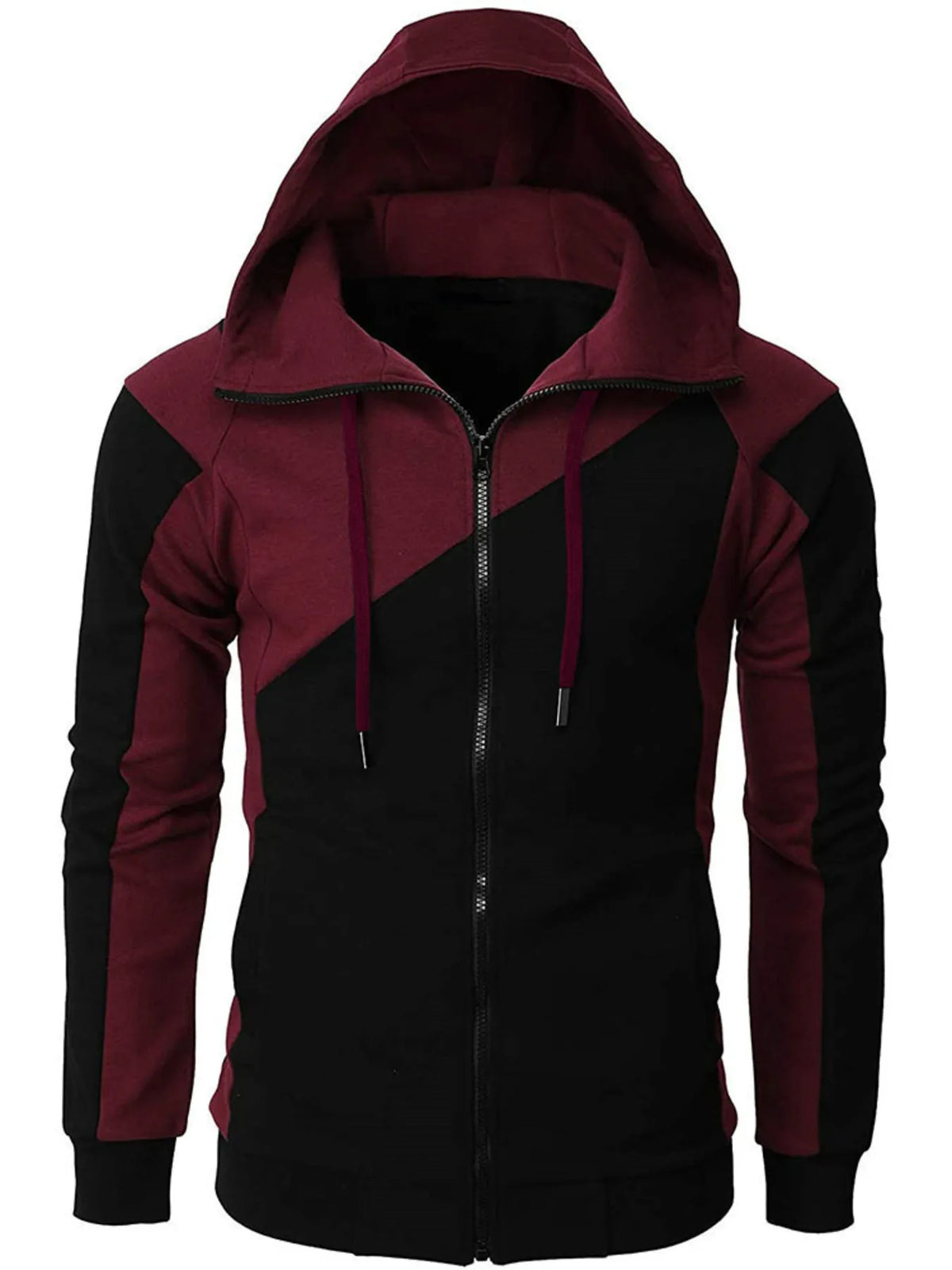Men's Color Block Zip-Up Hoodie - DCDesigns mens casual hoodie product view