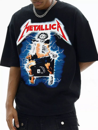 Men's Metallica Graphic Oversized T-Shirt – men's bold Y2K streetwear graphic tee, product image 1