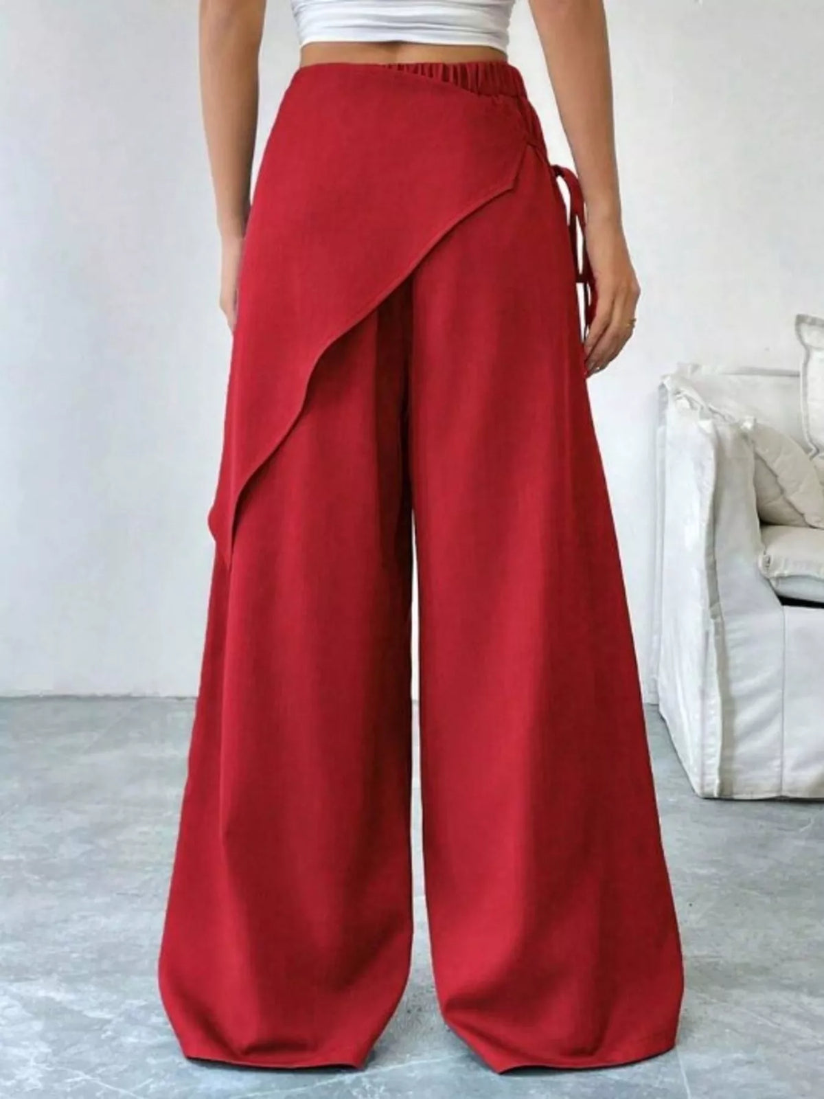 Wrap-Front Wide-Leg Pants - DCDesigns women’s fashion