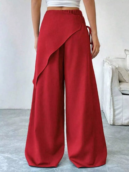 Wrap-Front Wide-Leg Pants - DCDesigns women’s fashion