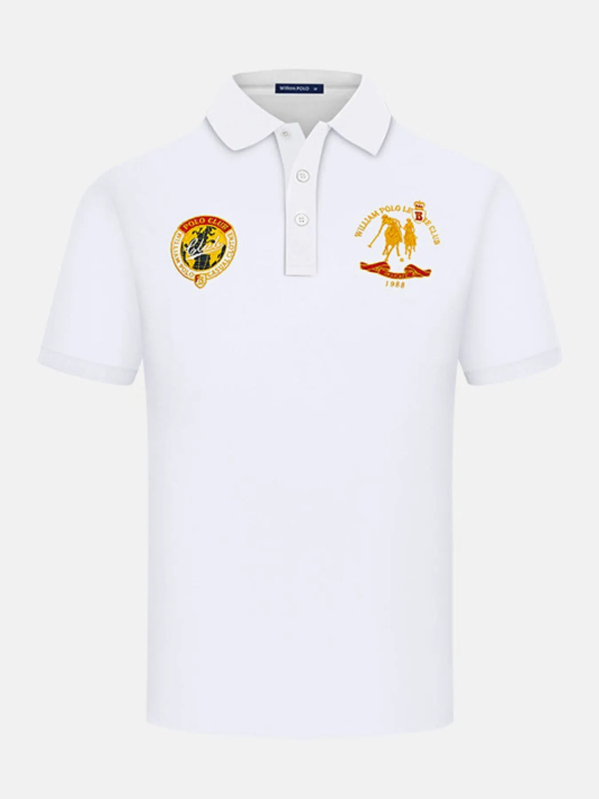Men's Short Sleeve Embroidered Polo Shirt - White