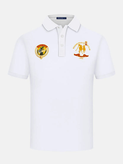 Men's Short Sleeve Embroidered Polo Shirt - White