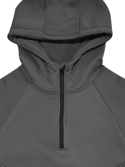 Men's Full Size Quarter Zip Long Sleeve Hoodie Plus Size - DCDesigns mens casual hoodie product view