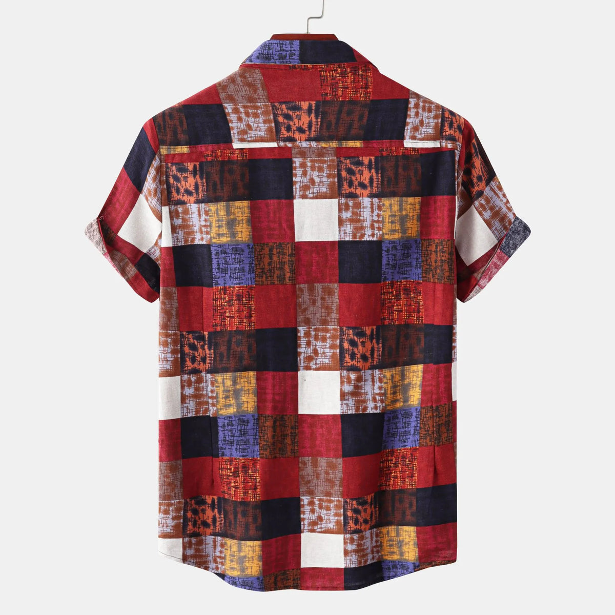 Men's Plaid Button-Up Short Sleeve Shirt | DCDesigns