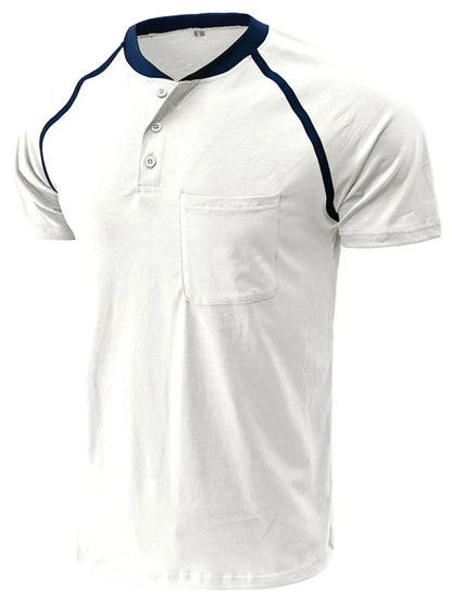 Men's Contrast Stitch Polo Shirt with Chest Pocket - Peacock  Blue
