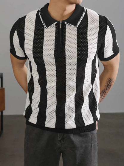 Men's Two-Tone Short Sleeve Polo Shirt - Royal Blue