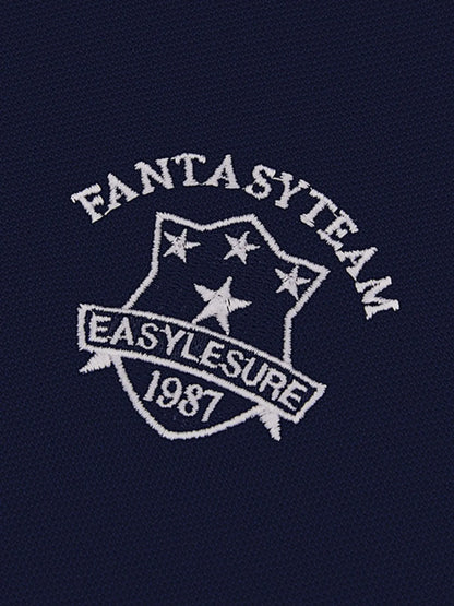 Men's Collared Neck Short Sleeve Polo Shirt - Navy