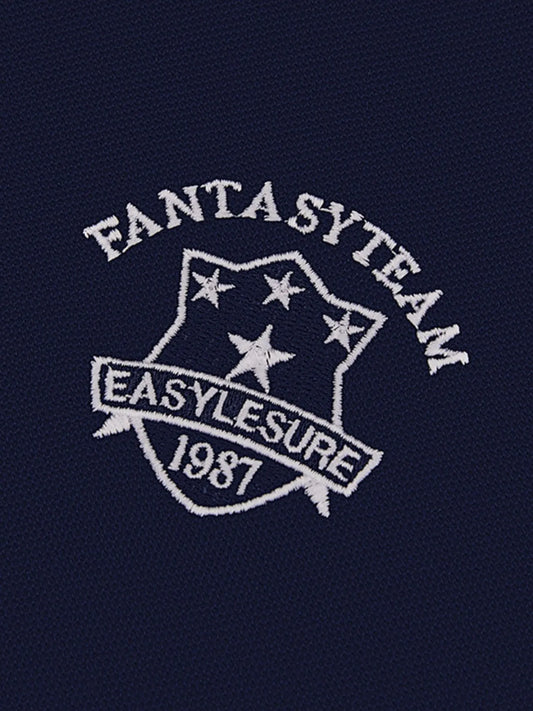 Men's Collared Neck Short Sleeve Polo Shirt - Navy