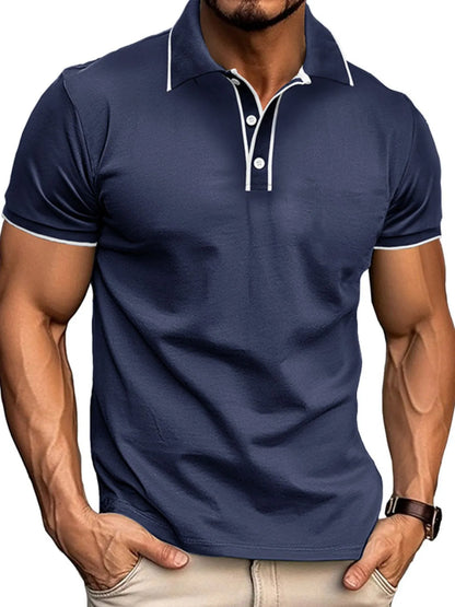 Men's Slim Fit Polo Shirt with Contrast Trim - Navy