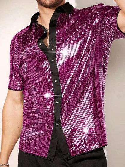 Men's Sequin Button-Up Shirt | DCDesigns