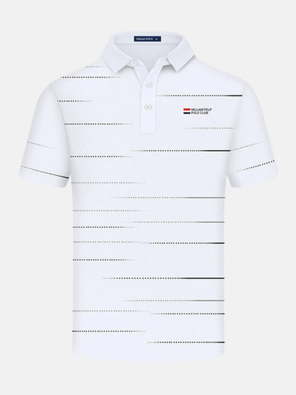 Men's Striped Short Sleeve Polo Shirt - Sky Blue