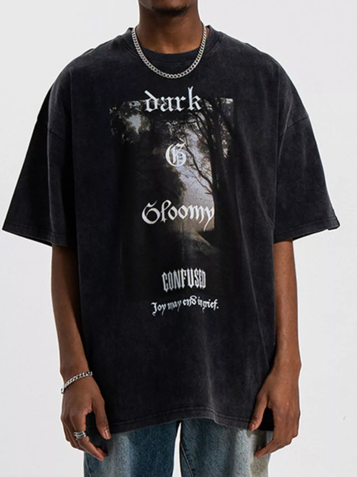 Men's Graphic Oversized Washed T-Shirt – men's bold Y2K streetwear graphic tee, product image 2