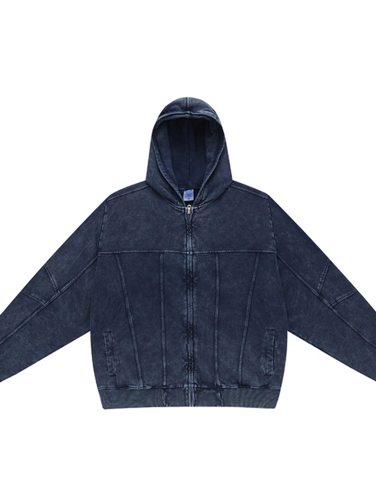 Men's Washed Zip Up Casual Hoodie - DCDesigns mens casual hoodie product view