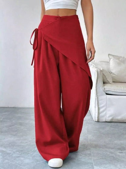 Wrap-Front Wide-Leg Pants - DCDesigns women’s fashion