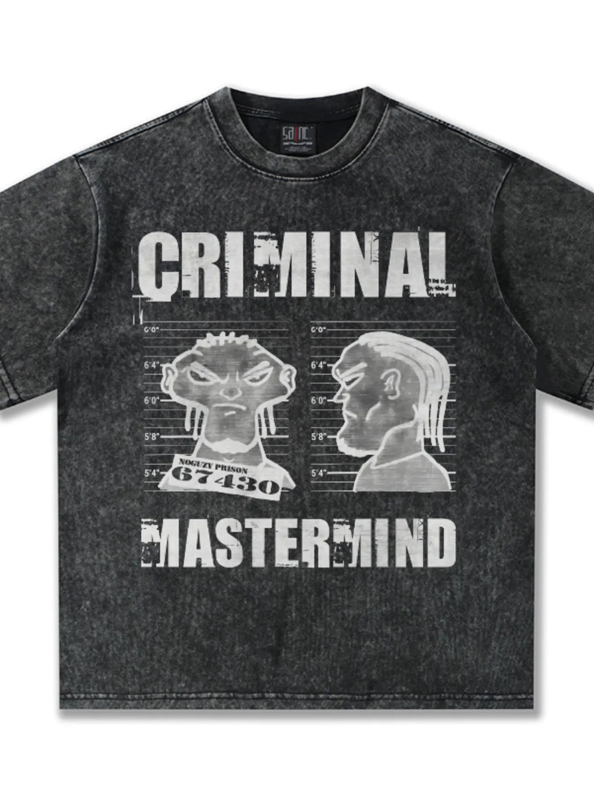 Men's Criminal Mastermind Graphic Oversized T-Shirt – men's bold Y2K streetwear graphic tee, product image 4