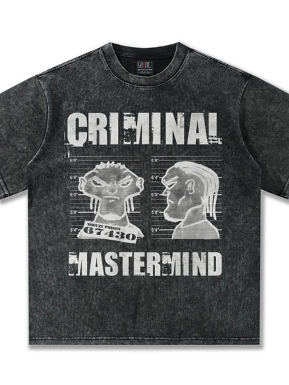 Men's Criminal Mastermind Graphic Oversized T-Shirt – men's bold Y2K streetwear graphic tee, product image 4