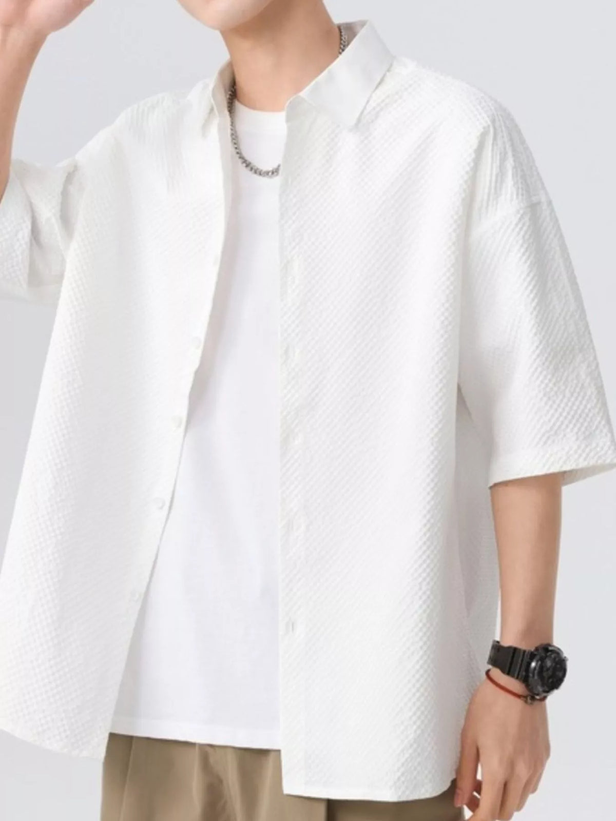 Men's Textured Short Sleeve Shirt | DCDesigns