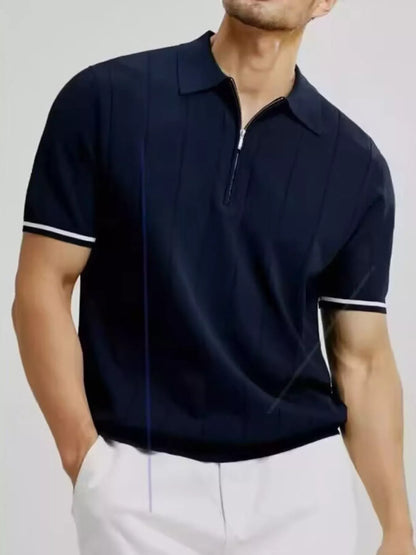 Men's Modern Fit Zip-Up Polo Shirt - White