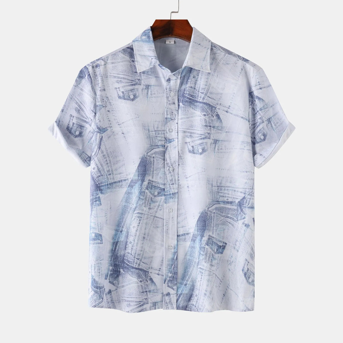 Men's Printed Button-Up Short Sleeve Shirt | DCDesigns