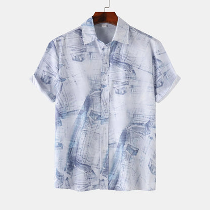 Men's Printed Button-Up Short Sleeve Shirt | DCDesigns