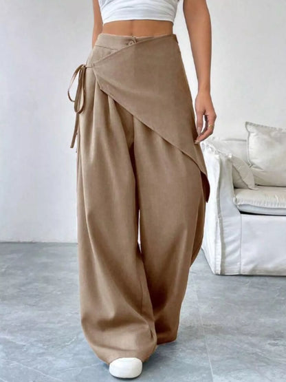 Wrap-Front Wide-Leg Pants - DCDesigns women’s fashion