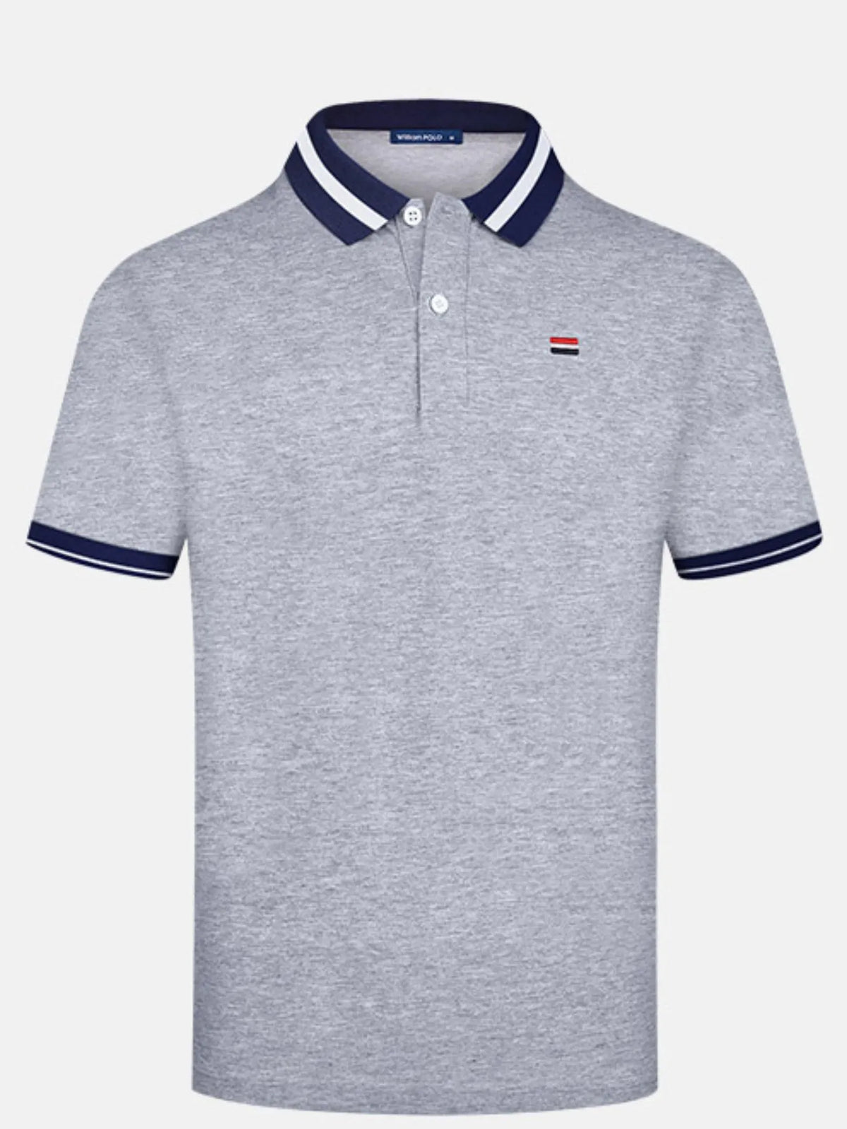 Men's Striped Collar Short Sleeve Polo Shirt - White