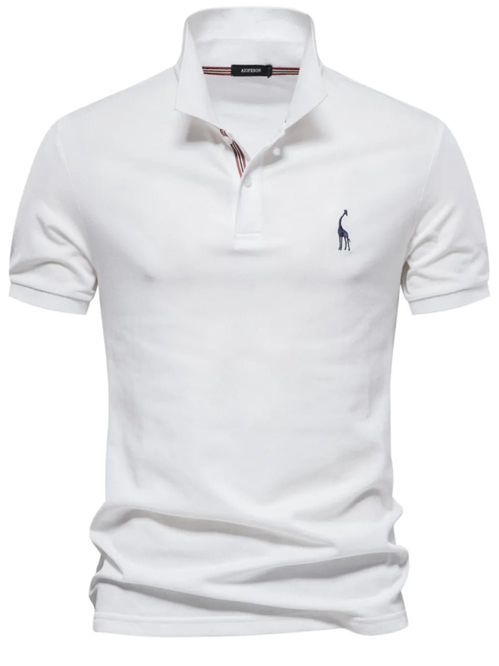 Men's Giraffe Embroidered Short Sleeve Polo Shirt - White