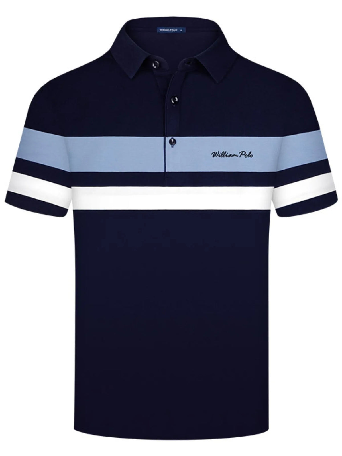 Men's Classic Color Block Short Sleeve Polo Shirt - Navy