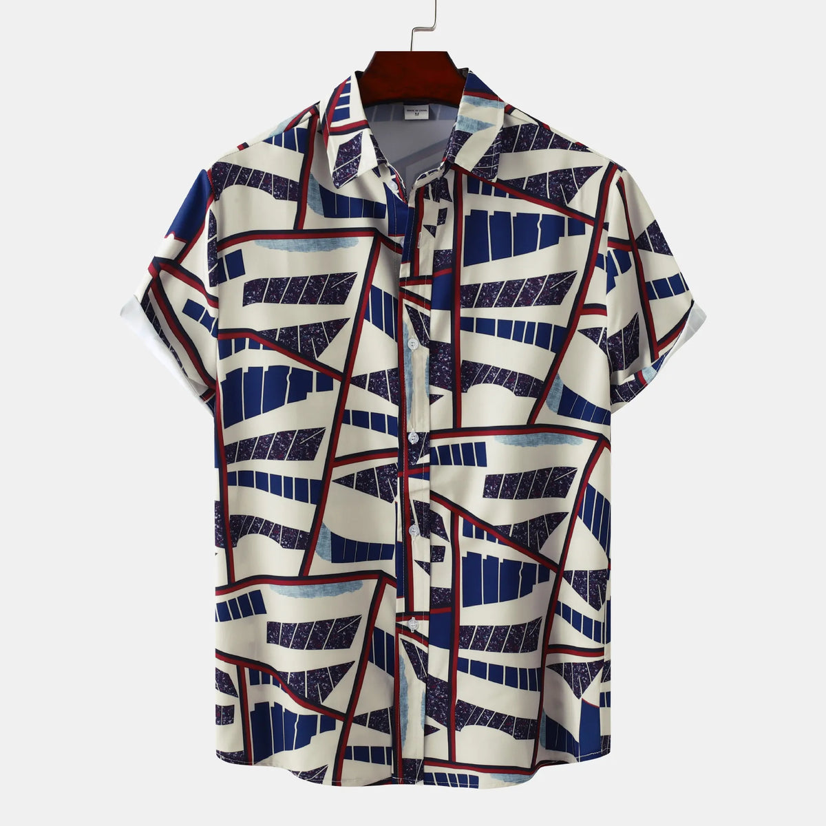 Men's Geometric Print Short Sleeve Casual Shirt | DCDesigns