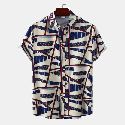Men's Geometric Print Short Sleeve Casual Shirt | DCDesigns