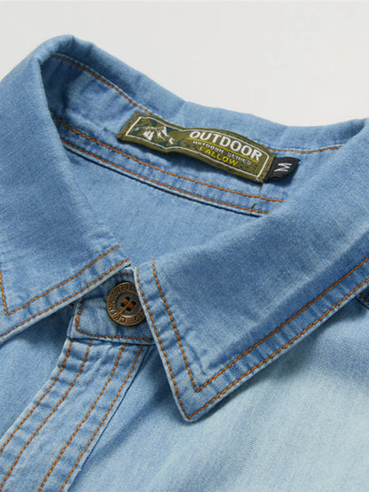 Men's Vintage Wash Long Sleeve Denim Shirt | DCDesigns