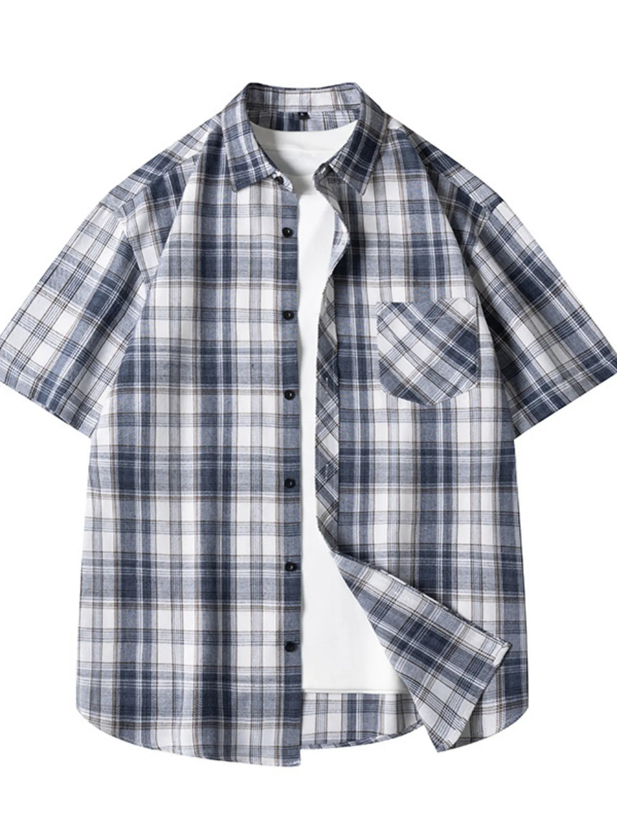 Men's Casual Plaid Short Sleeve Shirt | DCDesigns