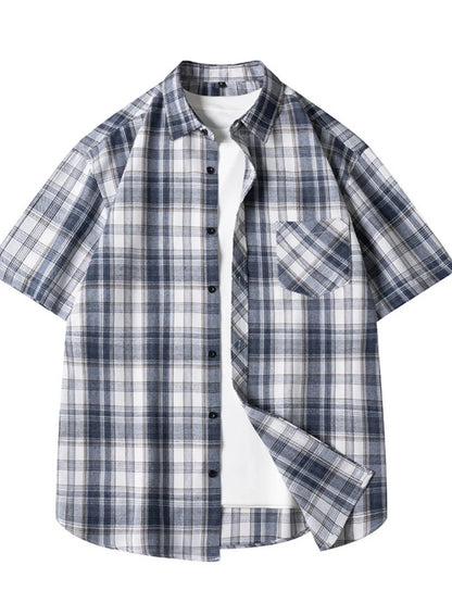 Men's Casual Plaid Short Sleeve Shirt | DCDesigns