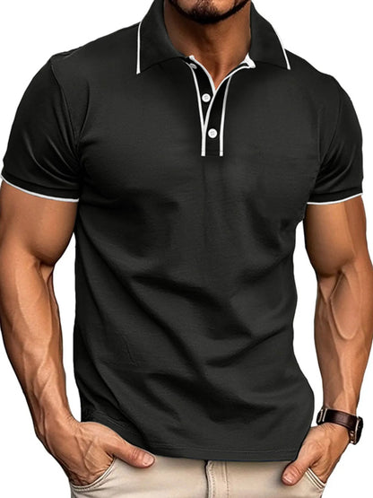 Men's Slim Fit Polo Shirt with Contrast Trim - Dark Gray