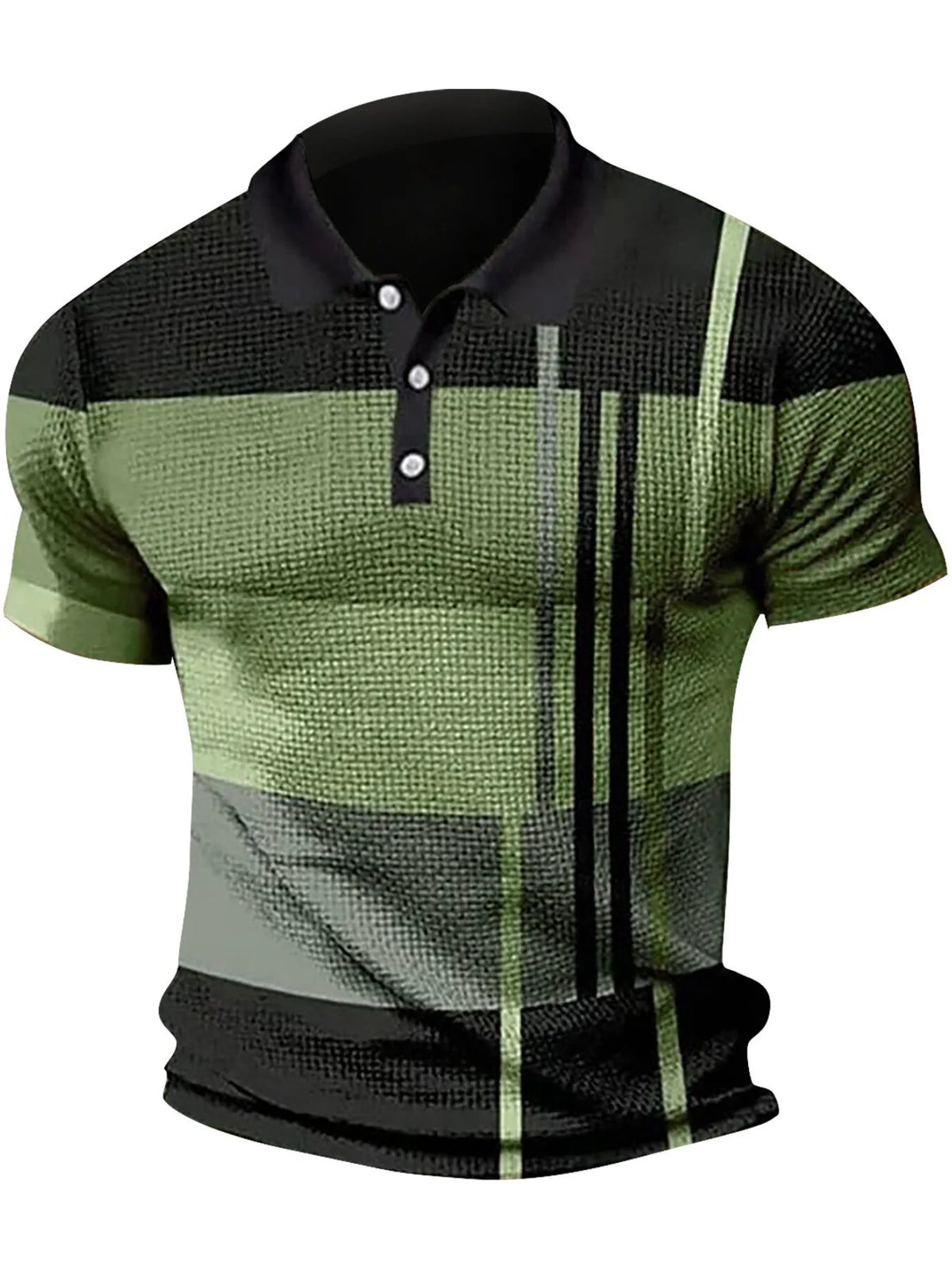 Men's Color Block Short Sleeve Polo Shirt - Blue