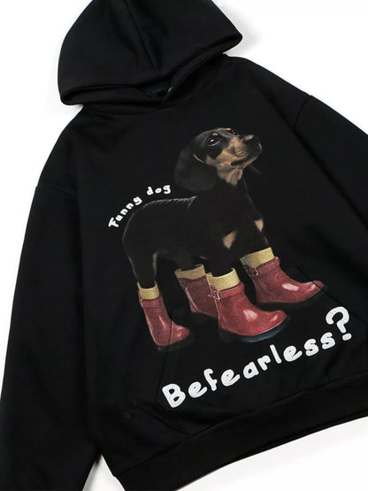 Men's Dog Graphic Long Sleeve Hoodie - DCDesigns mens casual hoodie product view