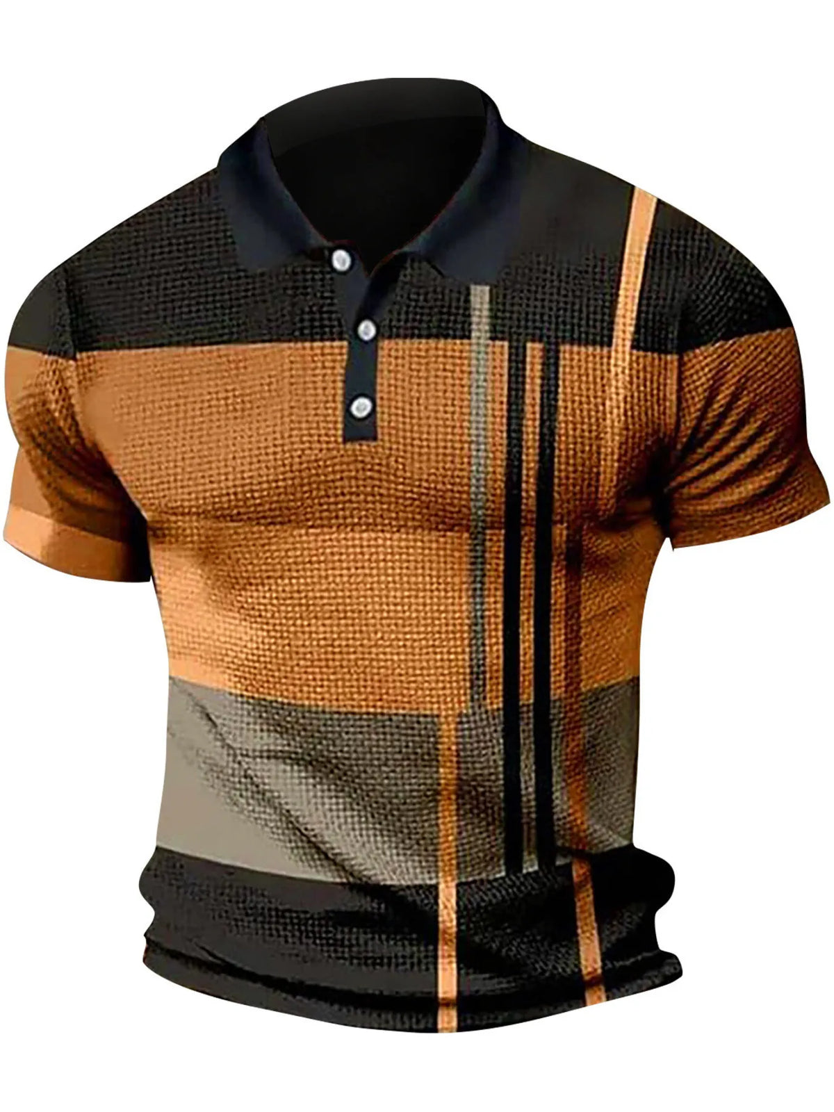 Men's Color Block Short Sleeve Polo Shirt - Blue