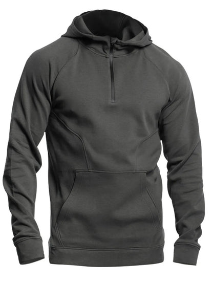 Men's Full Size Quarter Zip Long Sleeve Hoodie Plus Size - DCDesigns mens casual hoodie product view