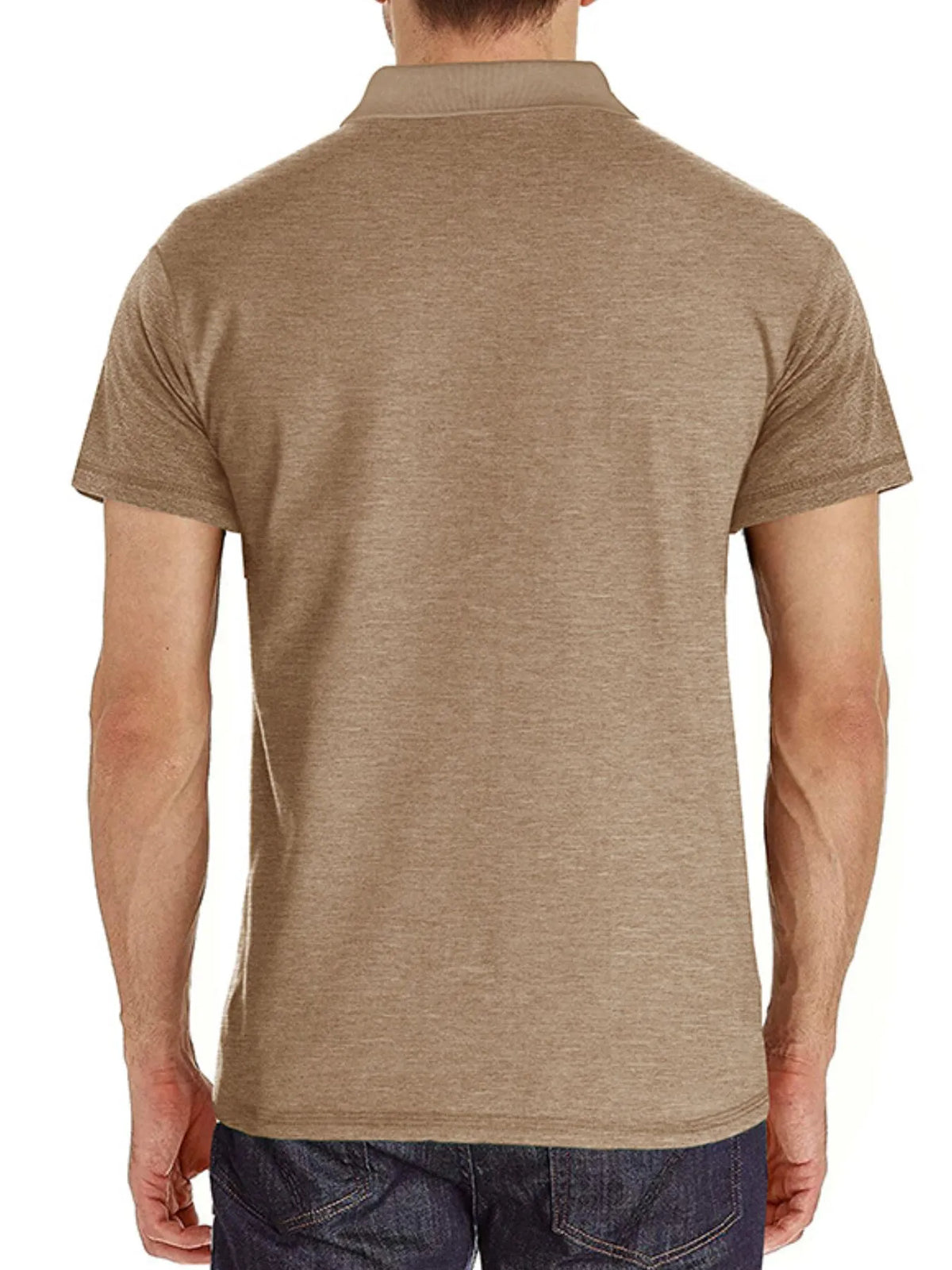 Men's Classic Heathered Pocket Polo Shirt - Khaki