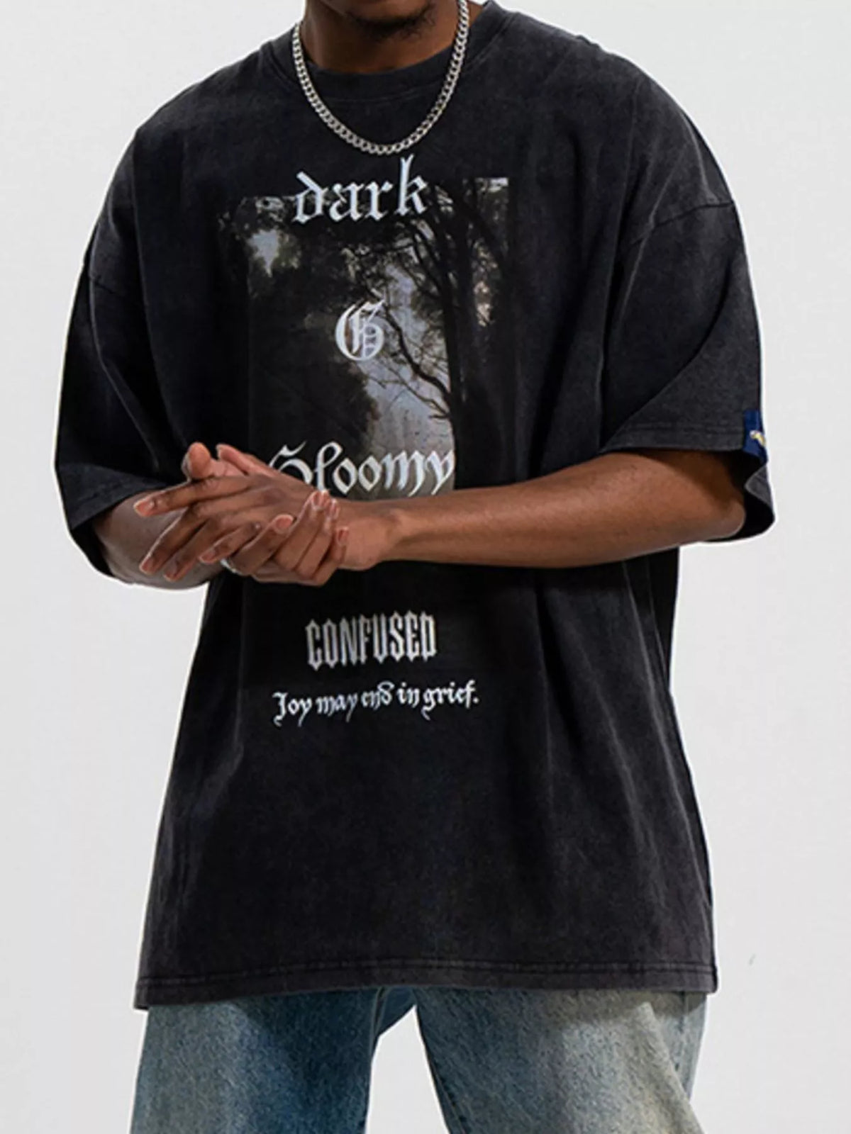Men's Graphic Oversized Washed T-Shirt – men's bold Y2K streetwear graphic tee, product image 3